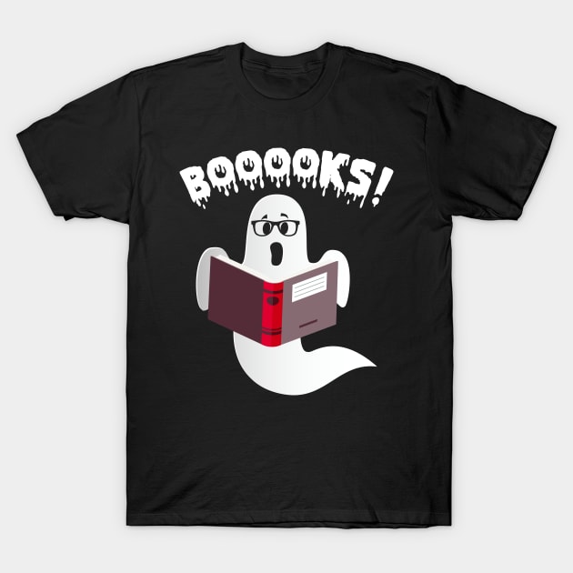 Ghost Reading Books Boooks Funny Halloween T-Shirt by foxmqpo